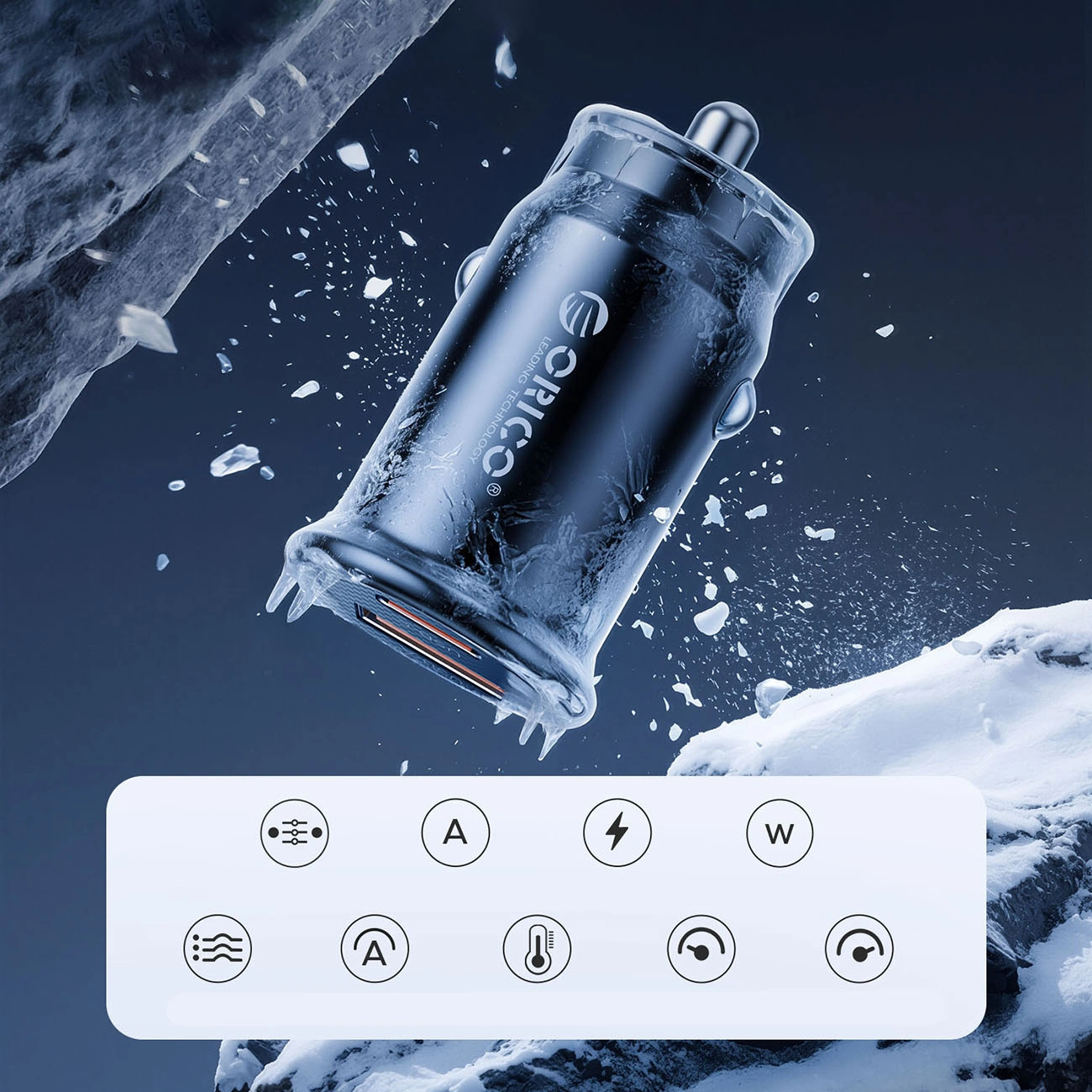 Auto nabíječka Orico PowerMini, 30W, 3A, 1 x USB-A - 1 x USB-C, černá