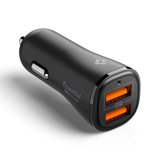 Spigen EV302 Essential Car Charger, 30W, 3A, 2 x USB-A, Black