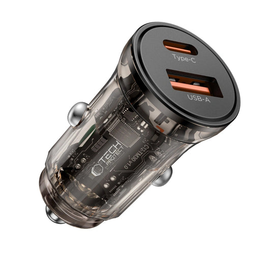 Auto nabíječka Tech-Protect CC01, 45W, 5A, 1 x USB-A - 1 x USB-C, černá
