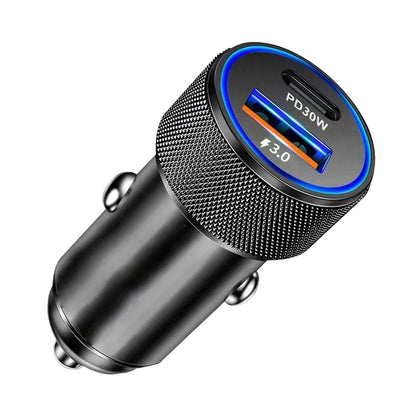 Auto nabíječka Techsuit C2 VoltDuo, 30W, 3A, 1 x USB-A - 1 x USB-C, Černá