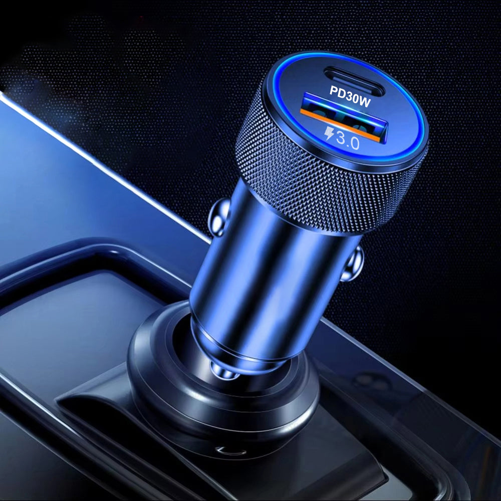 Auto nabíječka Techsuit C2 VoltDuo, 30W, 3A, 1 x USB-A - 1 x USB-C, Černá