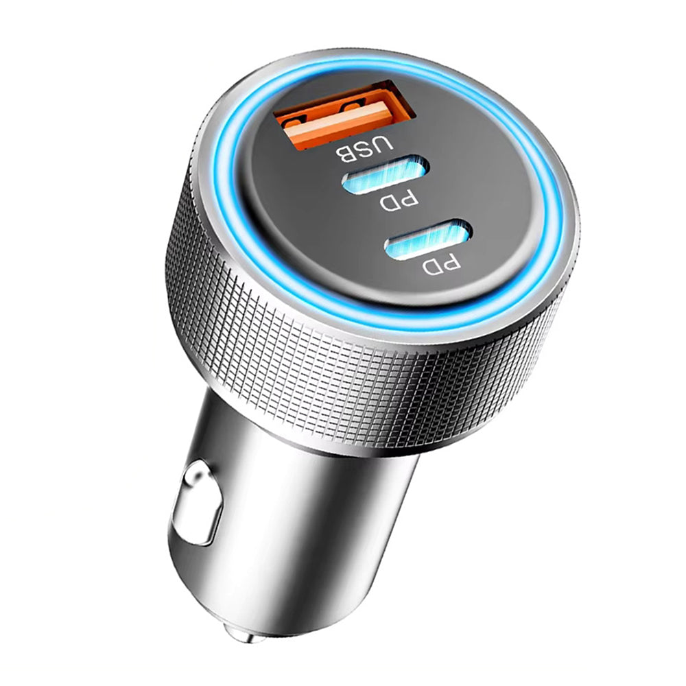 Auto nabíječka Techsuit C6 DriveBoost, 60W, 3A, 1 x USB-A - 2 x USB-C, Stříbrná