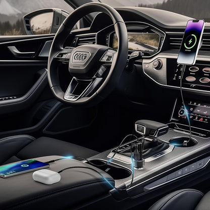 Auto nabíječka Techsuit C6 DriveBoost, 60W, 3A, 1 x USB-A - 2 x USB-C, Stříbrná