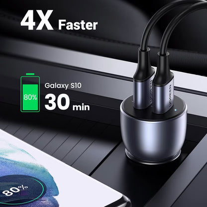 Nabíječka do auta UGREEN CD213, 36W, 3A, 2 x USB-A, šedá 