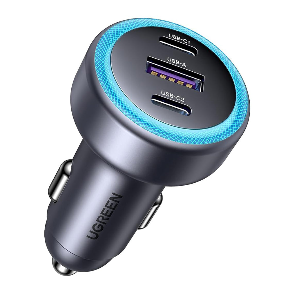 Autonabíječka UGREEN EC307, 30W, 3A, 1 x USB-A - 2 x USB-C, šedá
