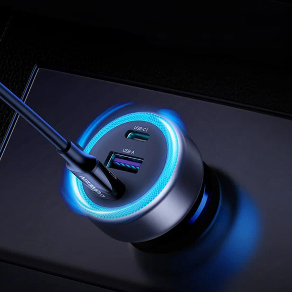 Autonabíječka UGREEN EC307, 30W, 3A, 1 x USB-A - 2 x USB-C, šedá