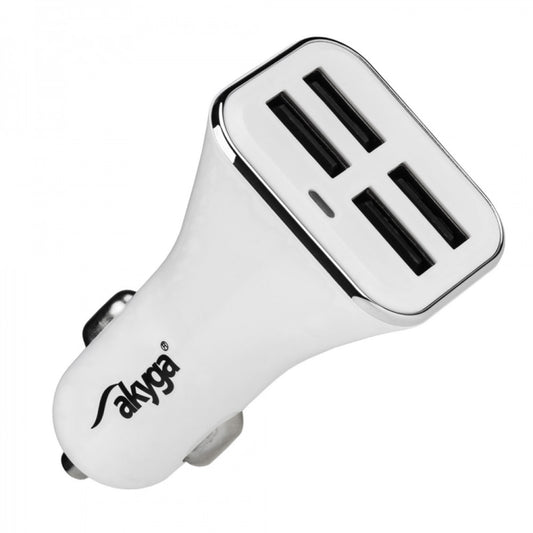 Auto nabíječka Akyga AK-CH-09, 10W, 2A, 4 x USB-A, bílá