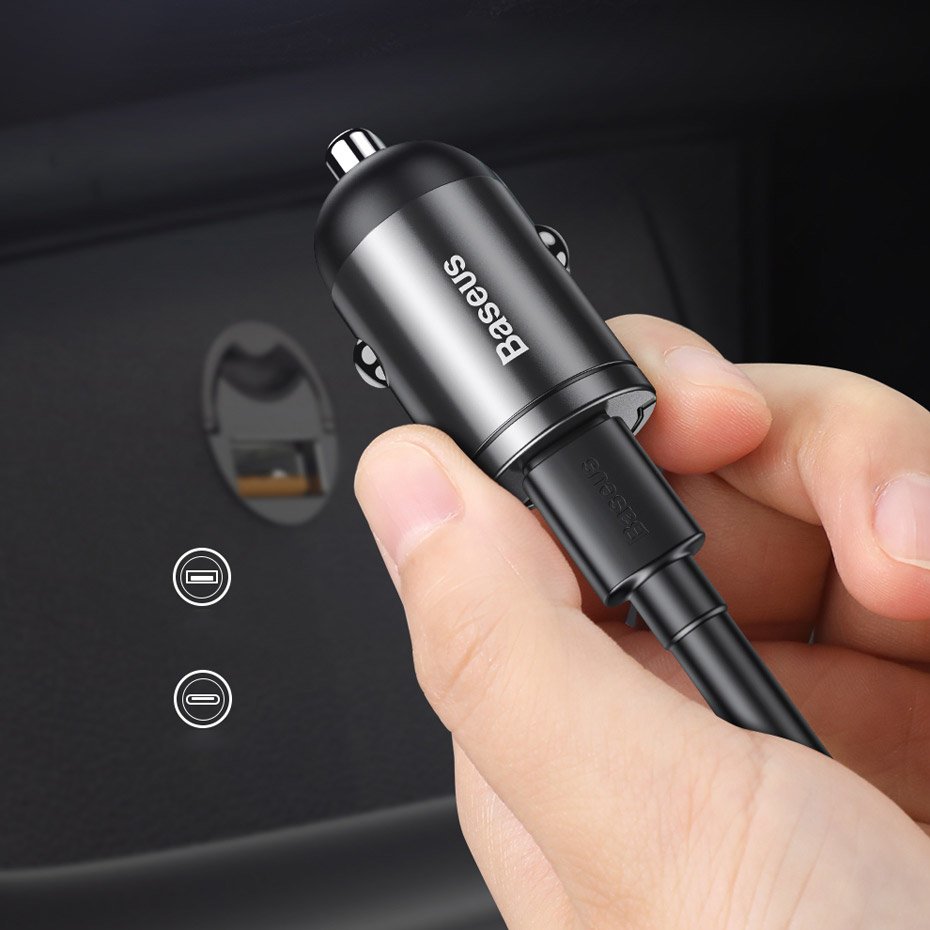 Auto nabíječka Baseus Star Mini, 30W, 3A, 1 x USB-A, Šedá VCHX-A0G