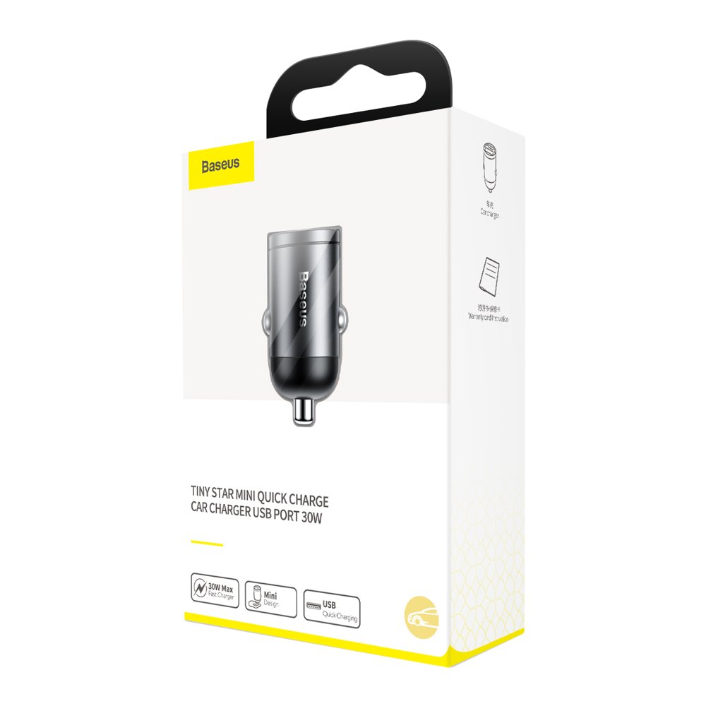 Auto nabíječka Baseus Star Mini, 30W, 3A, 1 x USB-A, Šedá VCHX-A0G