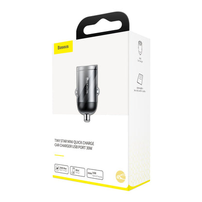 Auto nabíječka Baseus Star Mini, 30W, 3A, 1 x USB-A, Šedá VCHX-A0G