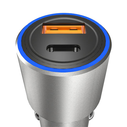 USB auto nabíječka Dudao R4PQ, 1 x USB - 1 x USB Typ-C, 22,5 W, Quick Charge - Power Delivery, šedá