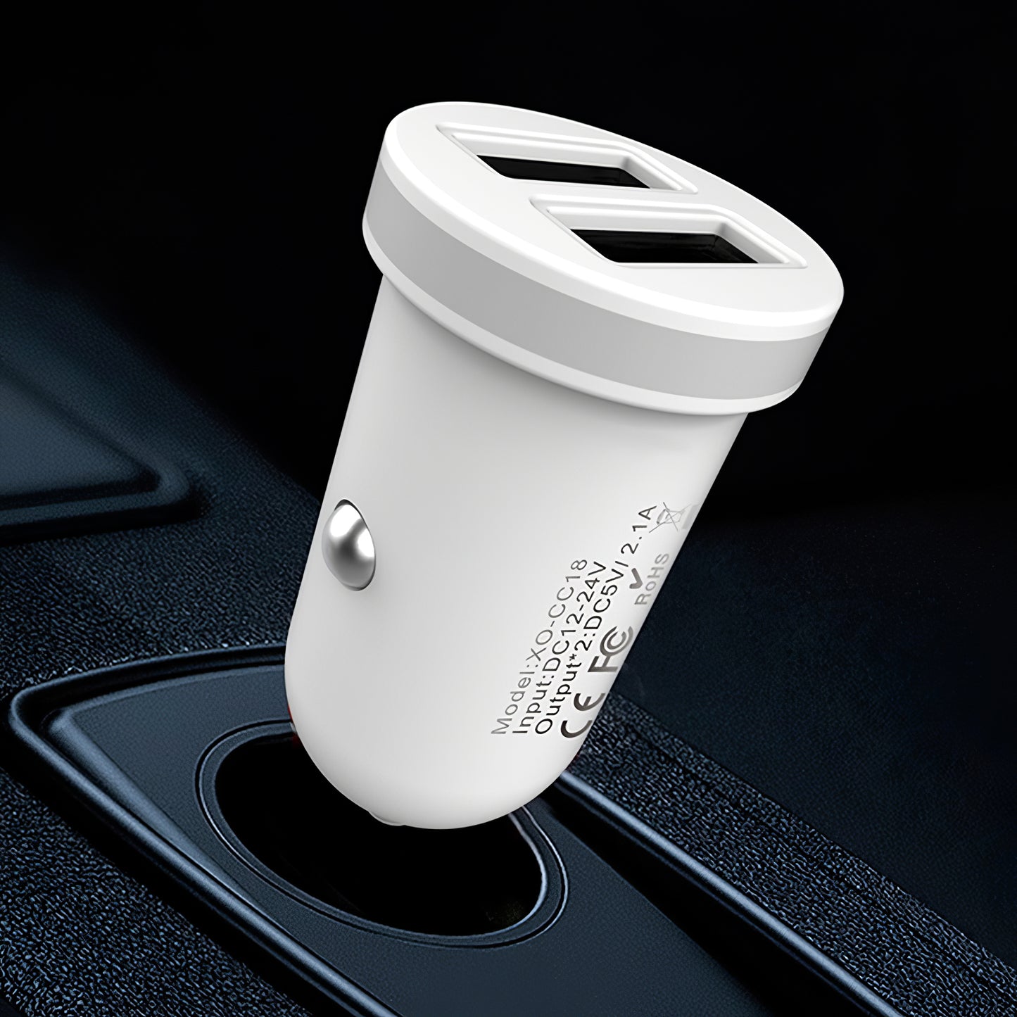 Auto nabíječka XO Design CC-18, 10.5W, 2.1A, 2 x USB-A, Bílá
