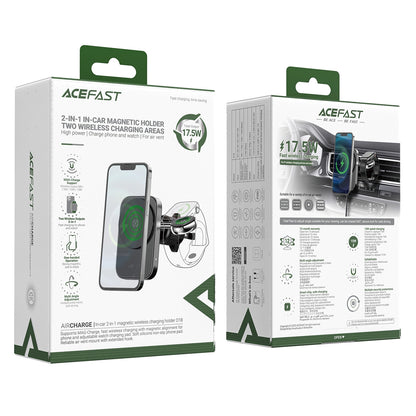 Bezdrátová auto nabíječka Acefast D18 2v1, 15W, 1.67A, černá