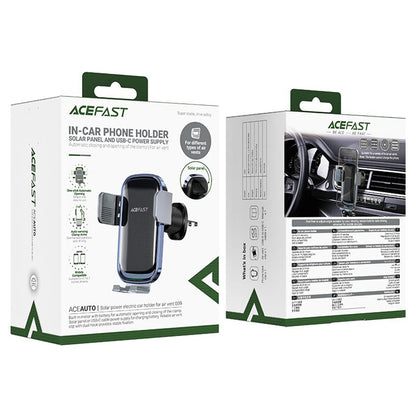 Bezdrátová auto nabíječka Acefast D39 se solárním panelem, 15W, 1.67A, černá