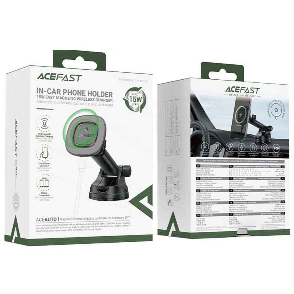 Bezdrátová autonabíječka Acefast D47, 15W, 1.67A, černá