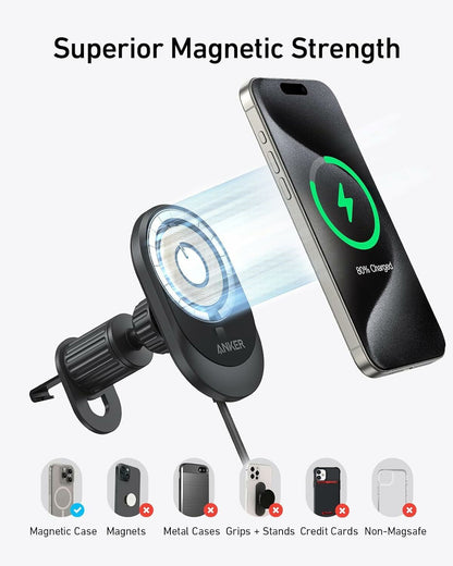 Bezdrátová autonabíječka Anker MagGo, 15W, 1.67A, Černá B2932G11