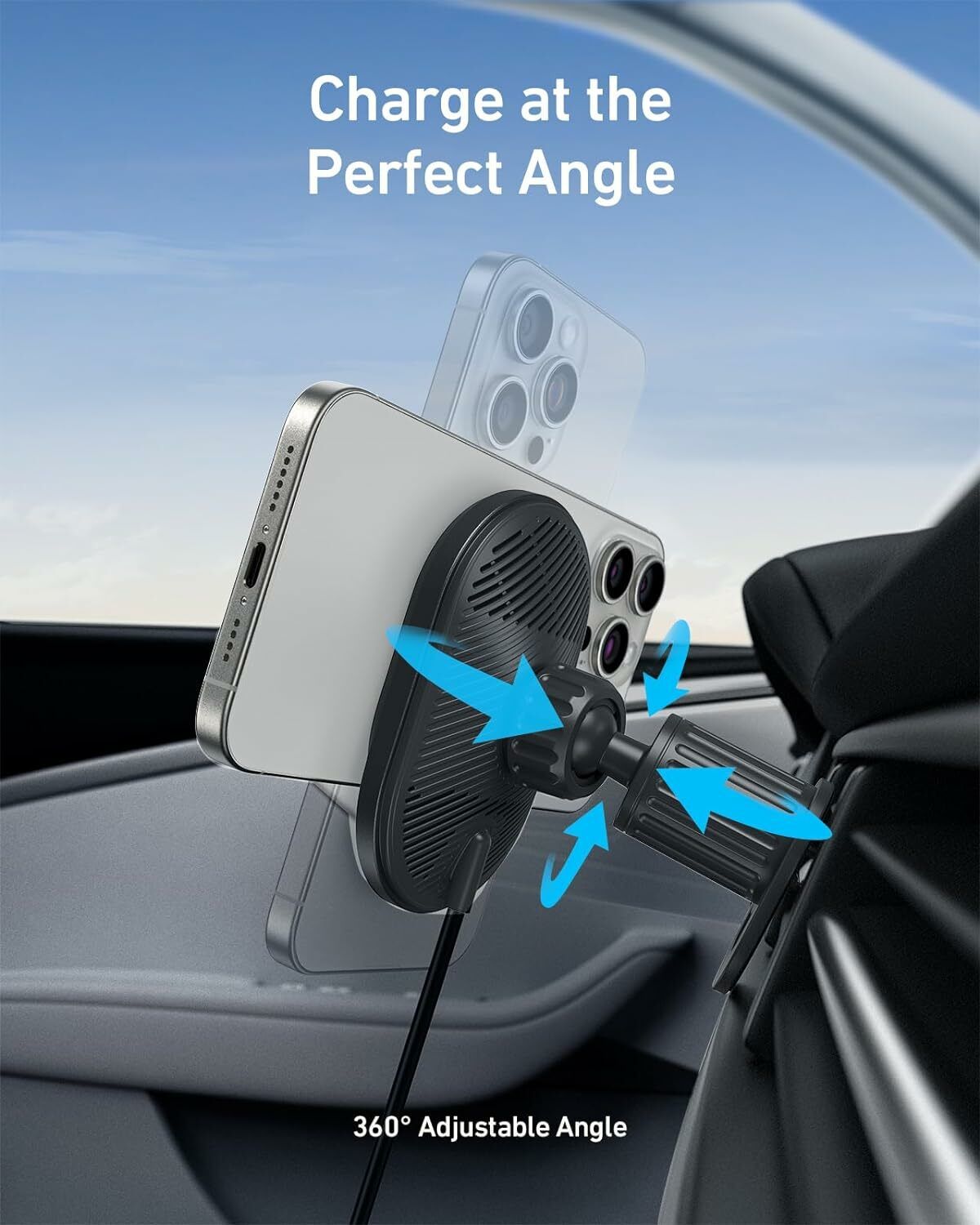 Bezdrátová autonabíječka Anker MagGo, 15W, 1.67A, Černá B2932G11