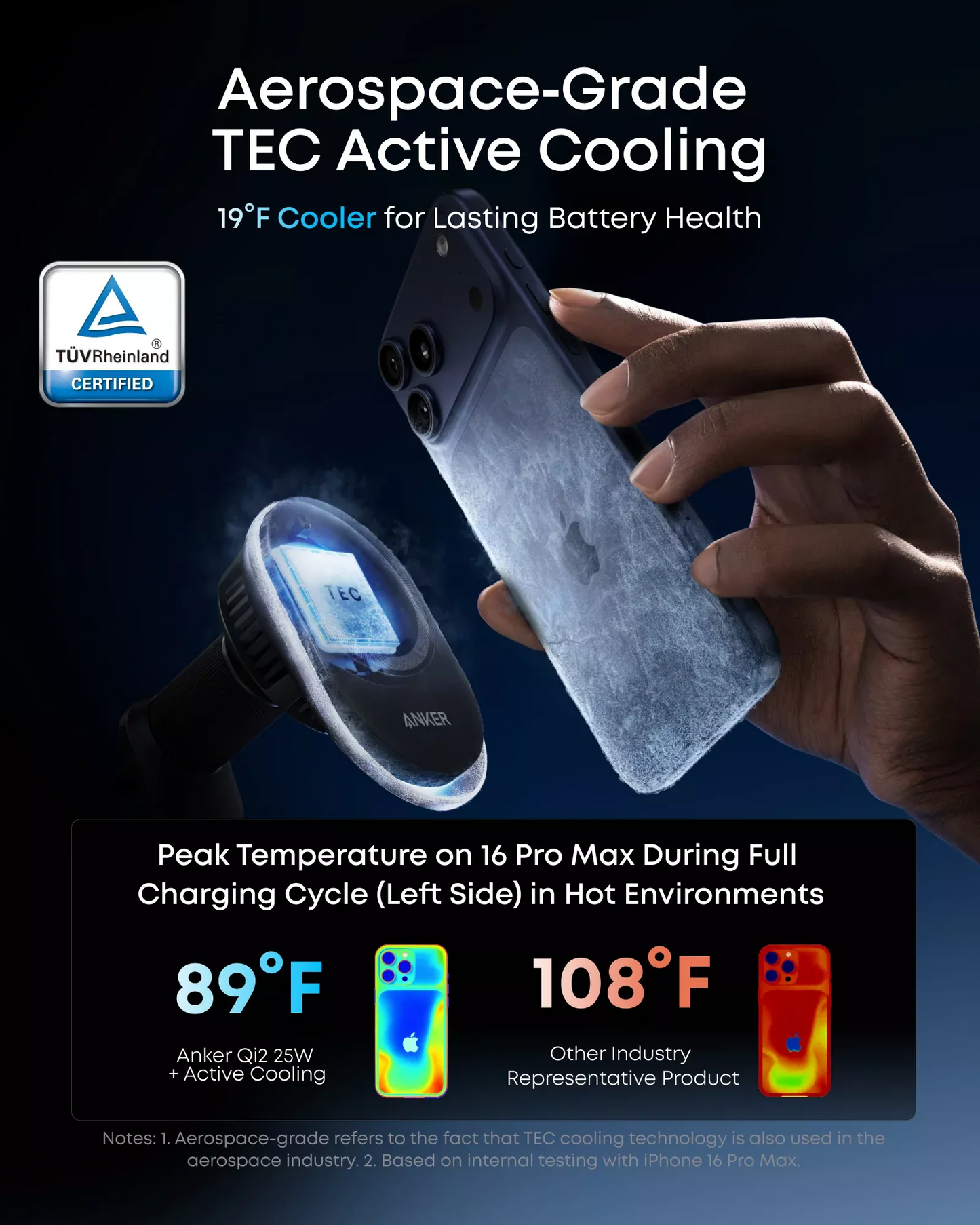 Bezdrátová autonabíječka Anker Prime MagGo AirCool, 25W, Černá B2933H11