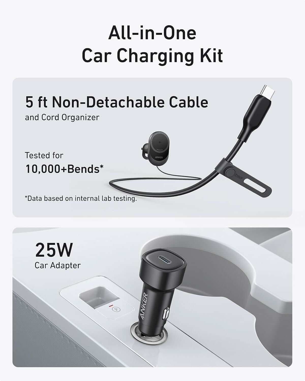 Bezdrátová autonabíječka Anker MagGo, 15W, 1.67A, Černá B2932G11