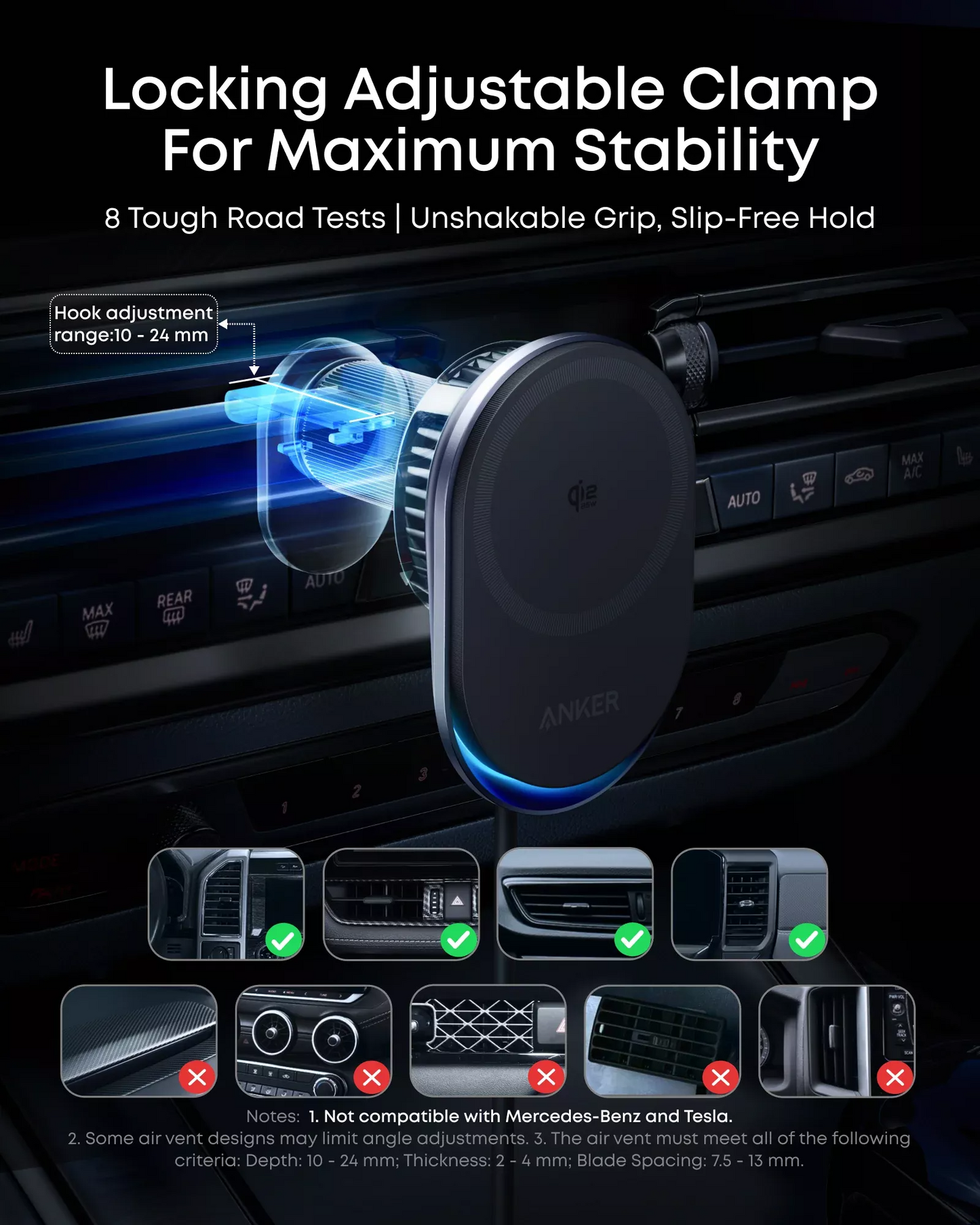 Bezdrátová autonabíječka Anker Prime MagGo AirCool, 25W, Černá B2933H11