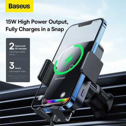 Bezdrátová autonabíječka Baseus Halo, 15W, 1.67A, černá SUDD000001