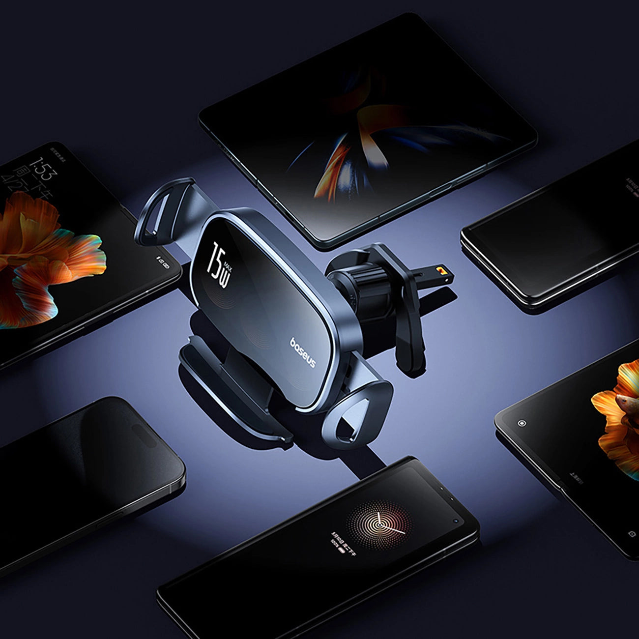 Bezdrátová autonabíječka Baseus LightChaser, 15W, 1.67A, Černá, Znovu zapečetěná C40355901111-00