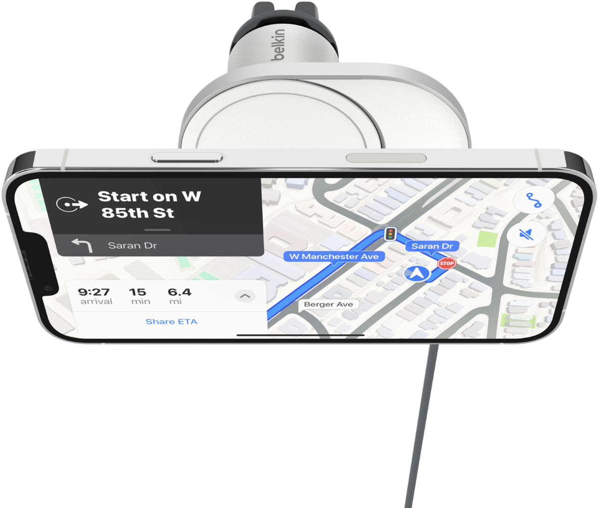 Bezdrátová autoadaptér Belkin BoostCharge Pro, 15W, 1,67A, bílá WIC008btGR-V2