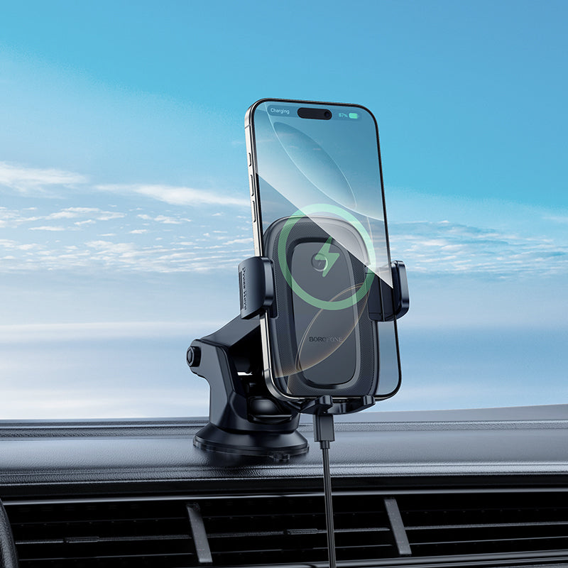 Bezdrátová autonabíječka Borofone BH223 Follower, 15W, 1.67A, Černá