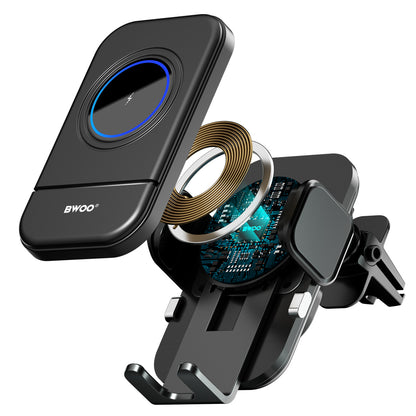 Wireless Car Charger BWOO ZJ137, 15W, 1.67A, Black