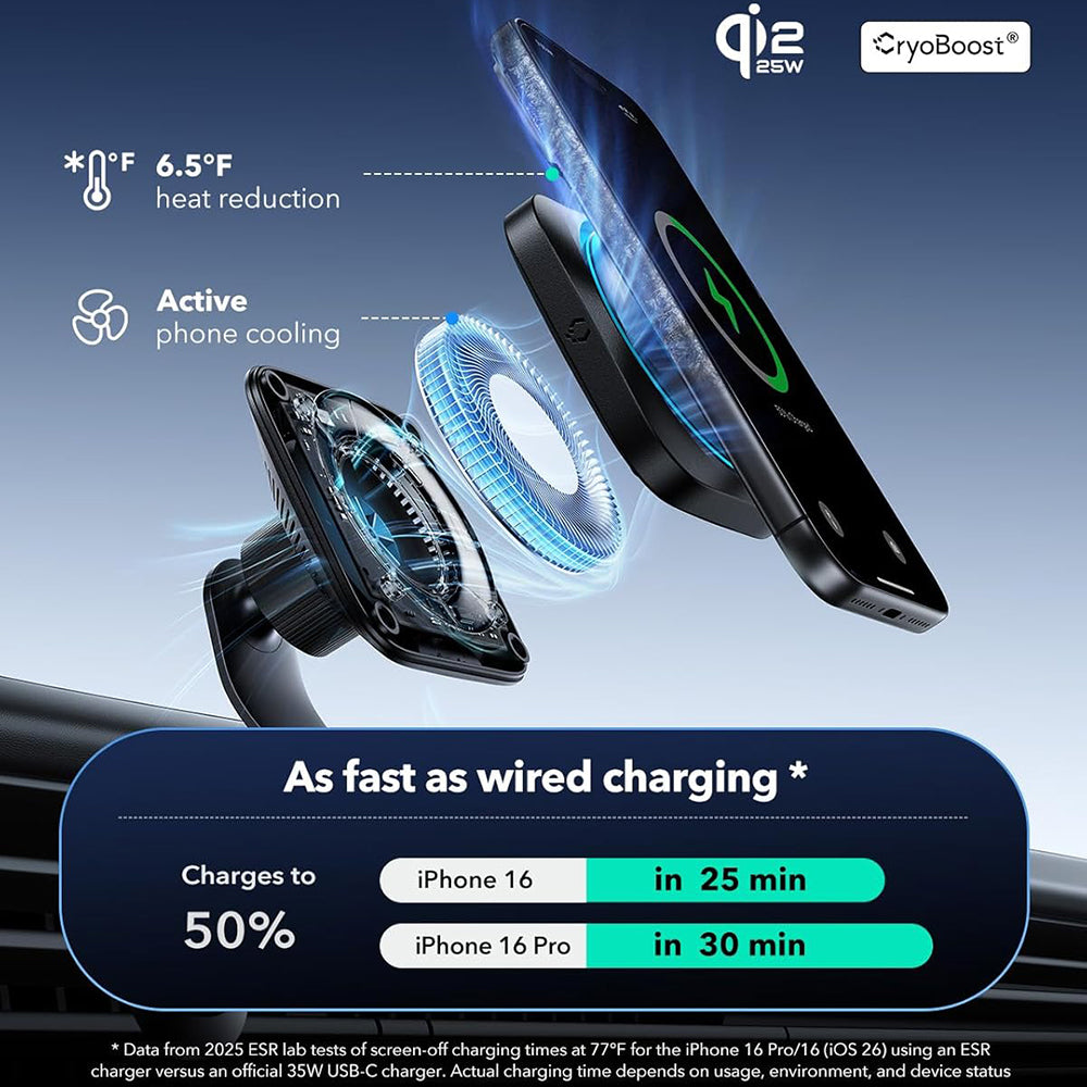 Bezdrátová auto nabíječka ESR, 25W, Černá