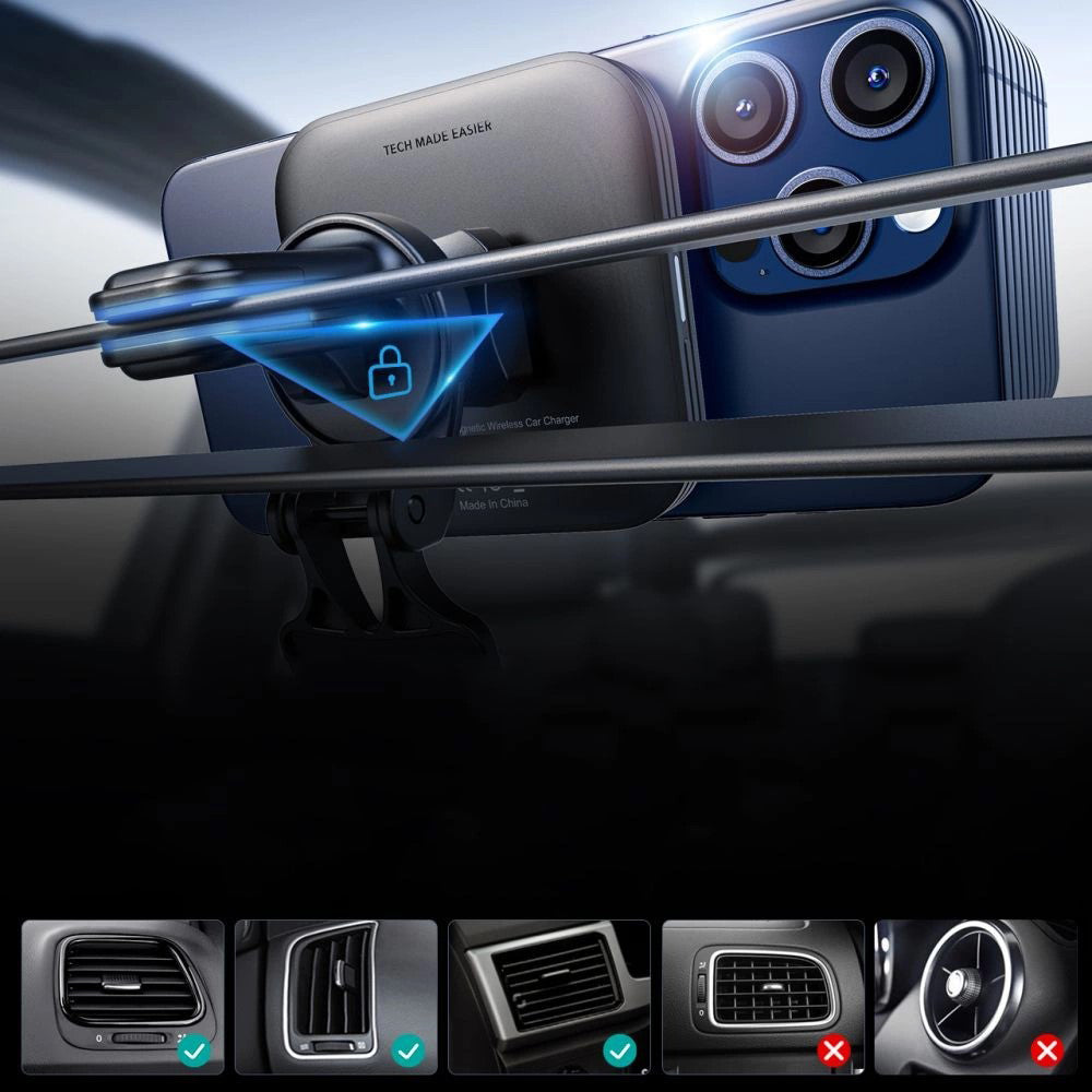 ESR HaloLock Vent Wireless Car Charger, 15W, 1.67A, Black