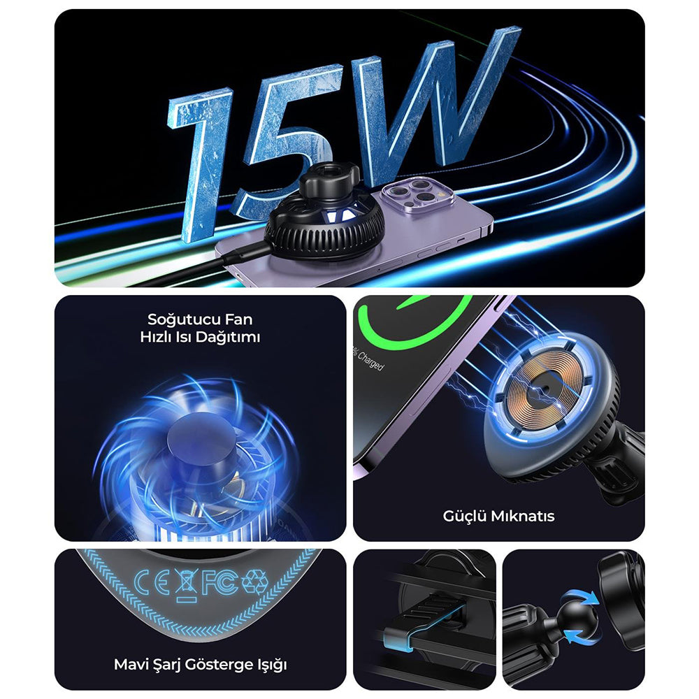 Bezdrátová autonabíječka HAVIT W3036, 15W, 1.67A, černá