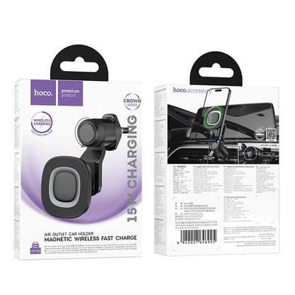 Bezdrátová auto nabíječka HOCO HW30, 15W, 1.67A, Černá