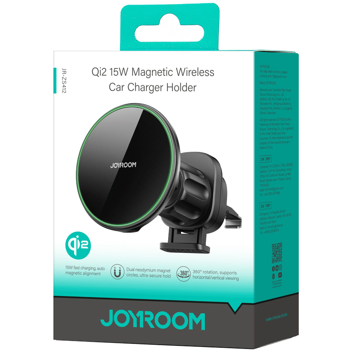 Bezdrátová autonabíječka Joyroom JR-ZS412, 15W, 1.67A, Černá
