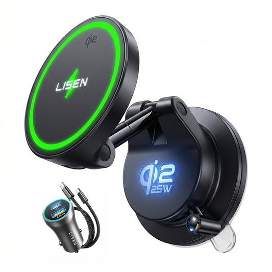 Bezdrátová autoadaptér Lisen W608 Pro, 25W, černá YL0225090001