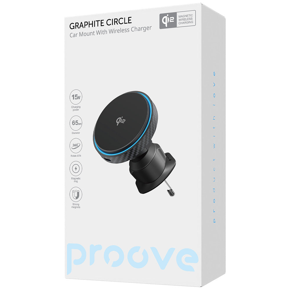 Bezdrátová auto nabíječka Proove Graphite Circle, 15W, 1.67A, Černá WHGC15010001