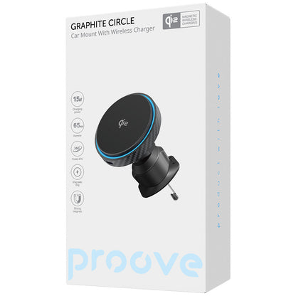 Bezdrátová auto nabíječka Proove Graphite Circle, 15W, 1.67A, Černá WHGC15010001