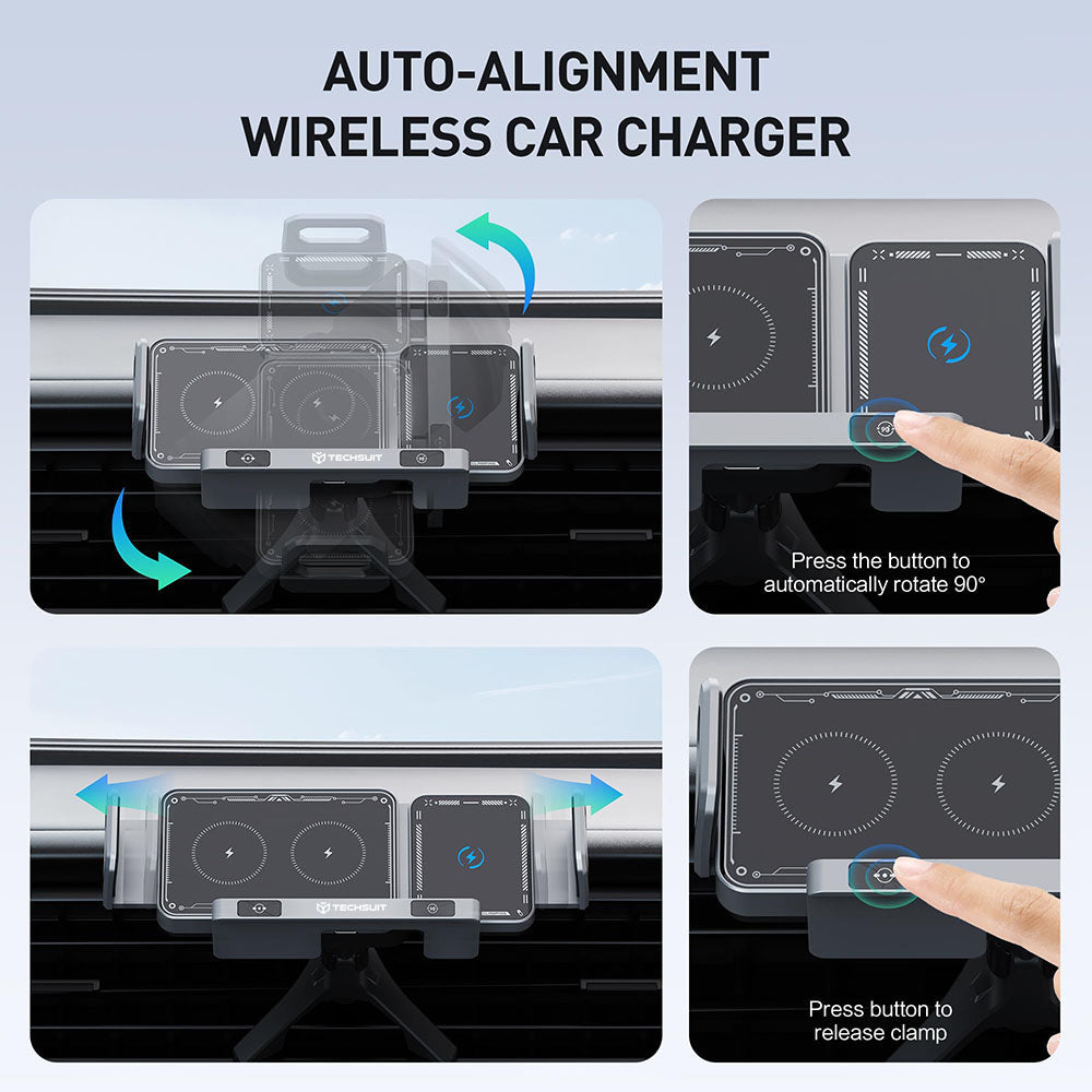 Bezdrátová auto nabíječka Techsuit SW1 ModoDock, 15W, 1.67A, Černá