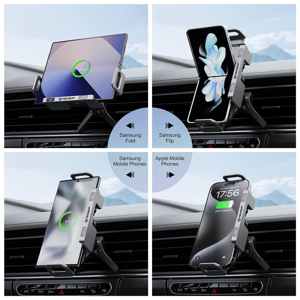 Bezdrátová auto nabíječka Techsuit SW1 ModoDock, 15W, 1.67A, Černá