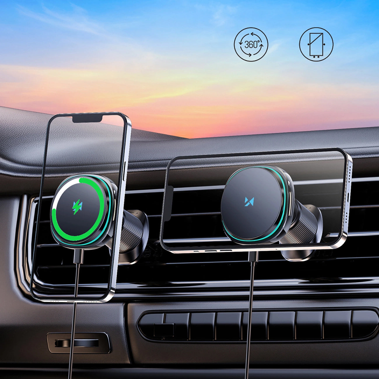 Bezdrátová autonabíječka WZK WCT5-Q6S2Y, 15W, 1.67A, Černá