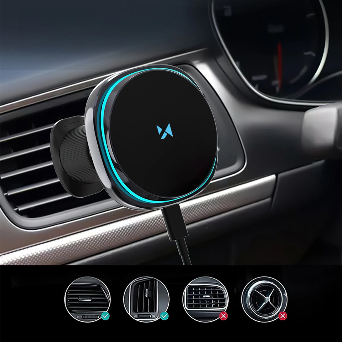 Bezdrátová autonabíječka WZK WCT5-Q6S2Y, 15W, 1.67A, Černá