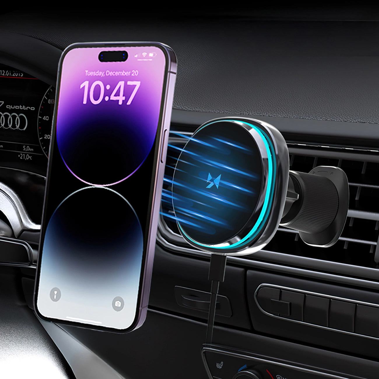 Bezdrátová autonabíječka WZK WCT5-Q6S2Y, 15W, 1.67A, Černá