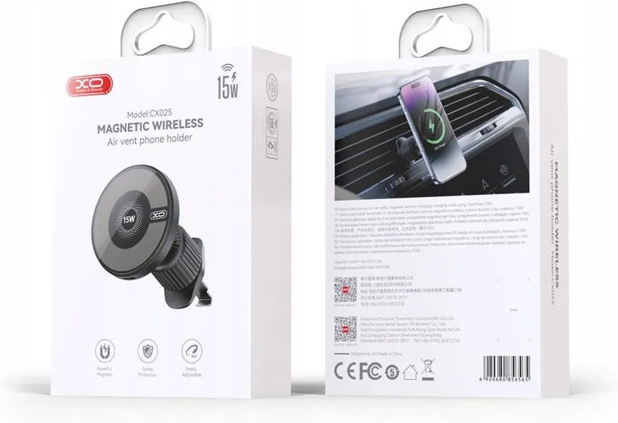 Bezdrátová auto nabíječka XO Design CX025, 15W, 1.67A, Černá