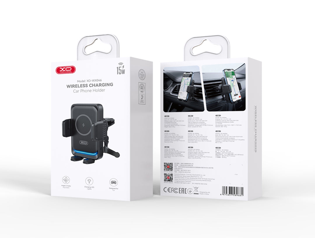 Bezdrátová autoadaptér XO Design WX046, 15W, 1,67A, černá
