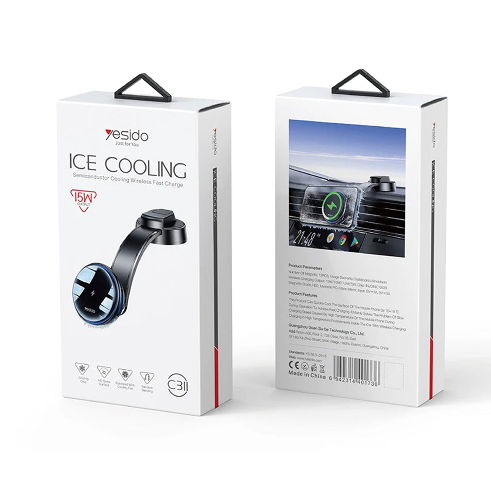 Bezdrátová autonabíječka Yesido C311, 15W, 1.67A, černá