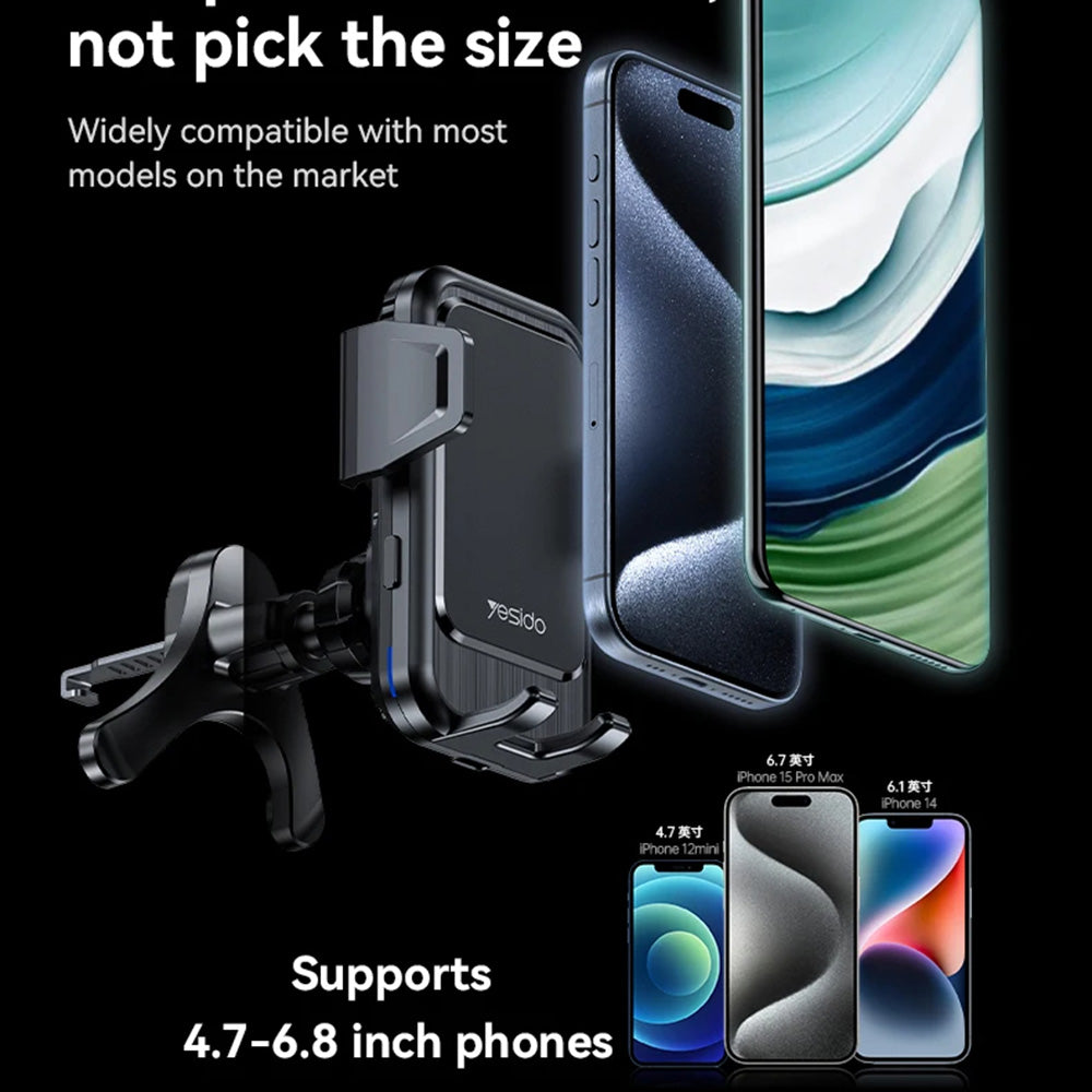 Bezdrátová autonabíječka Yesido C312, 15W, 1.67A, Černá