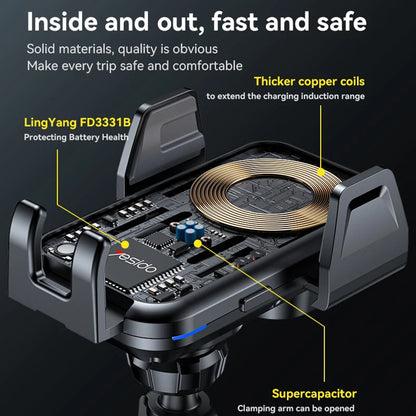 Bezdrátová autonabíječka Yesido C312, 15W, 1.67A, Černá
