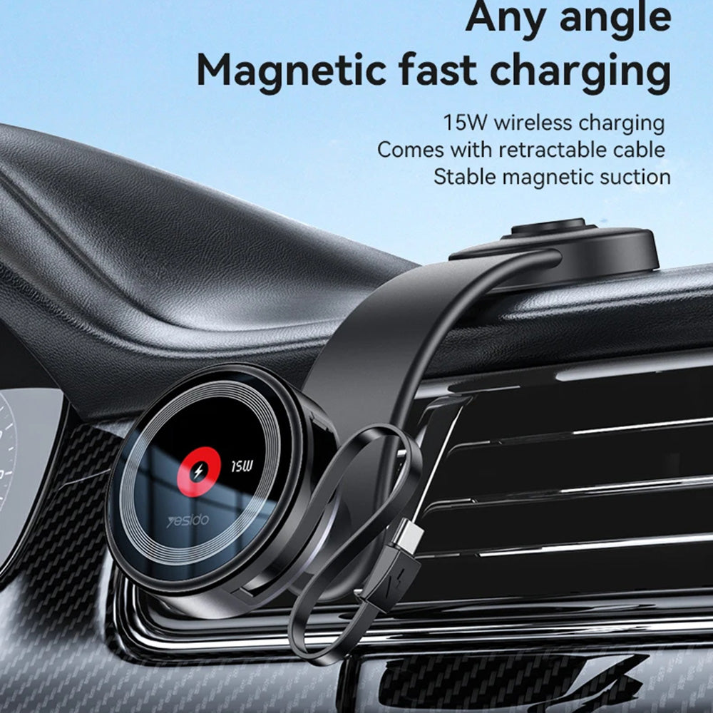 Bezdrátová autonabíječka Yesido C314, 15W, 1.67A, Černá