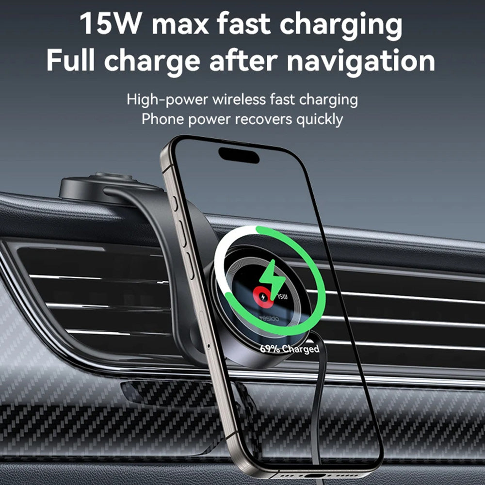 Bezdrátová autonabíječka Yesido C314, 15W, 1.67A, Černá