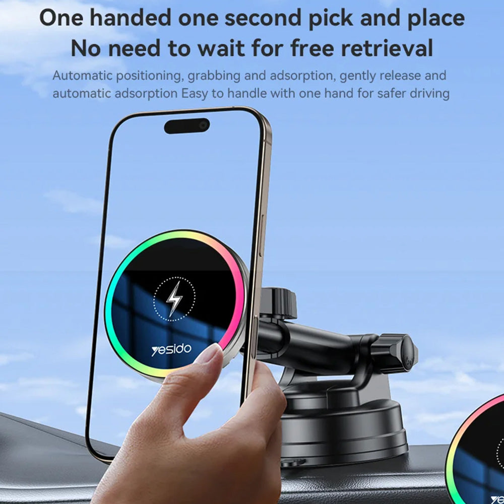 Bezdrátová autonabíječka Yesido C315, 15W, 1.67A, černá